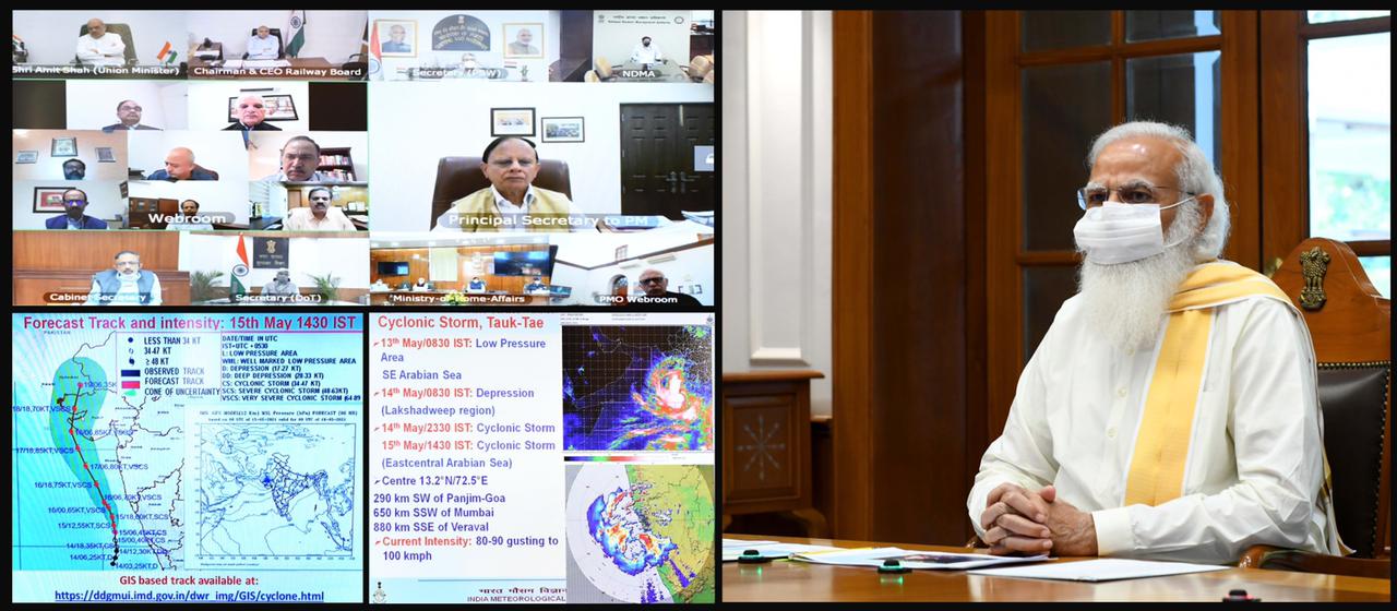 Prime Minister holds high level meeting to review preparedness on Cyclone ‘Tauktae’ Prime Minister holds high level meeting to review preparedness on Cyclone ‘Tauktae’
