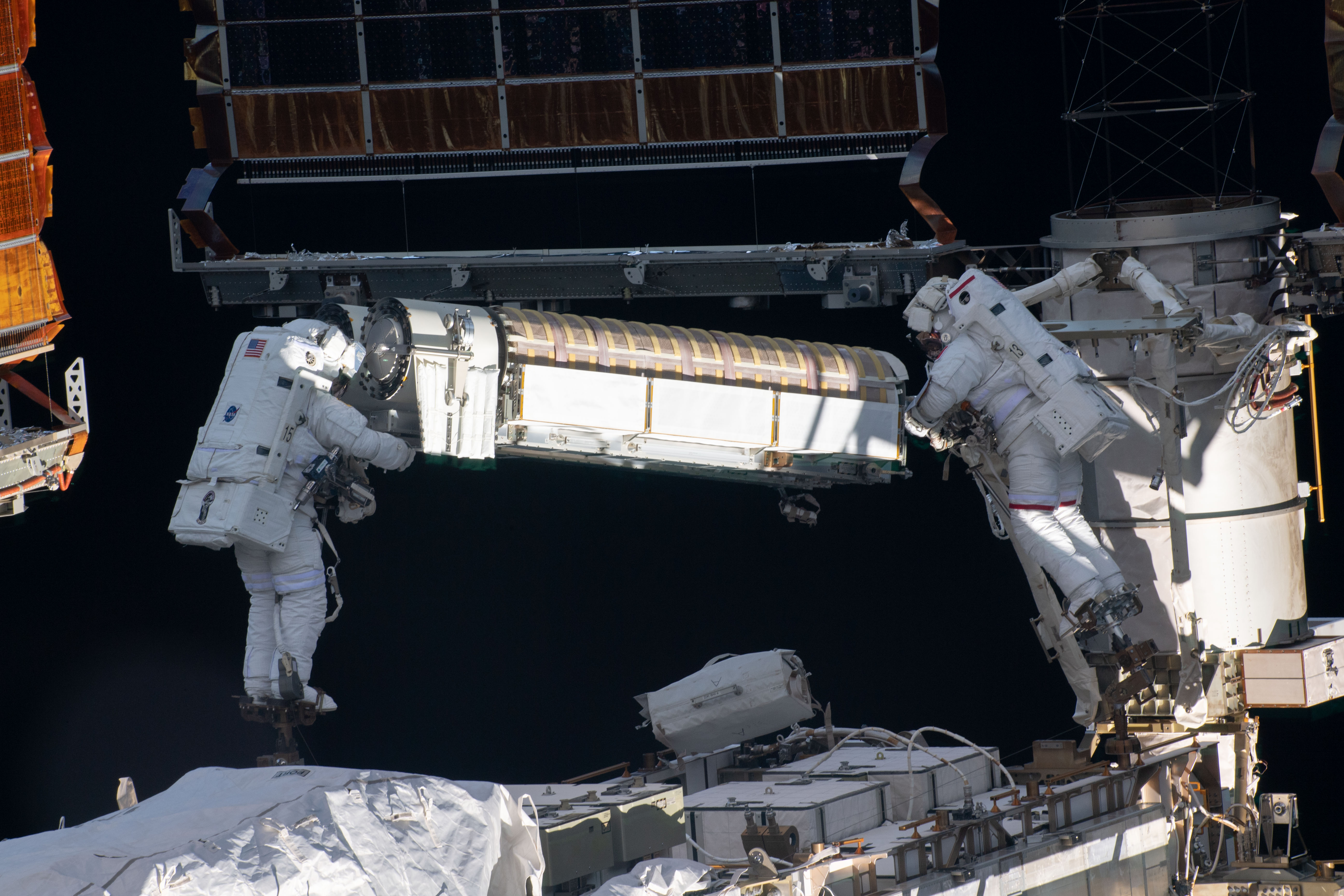NASA and ESA Astronauts Continue Installing Space Station Solar Arrays NASA and ESA Astronauts Continue Installing Space Station Solar Arrays